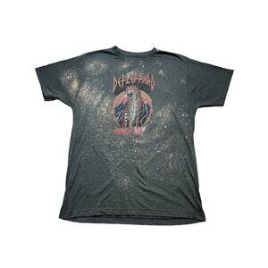 Vintage Def Leppard "High N Dry"‎ Band Tee Size Mens Medium Gray Bleach Splatter